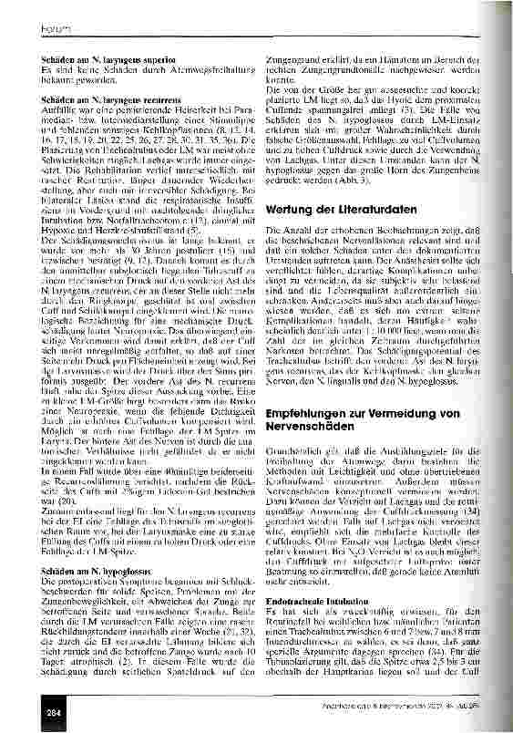 Vorschauseite 3: Sind bei den gängigen elektiven Methoden der Atemwegsfreihaltung Nervenläsionen möglich?