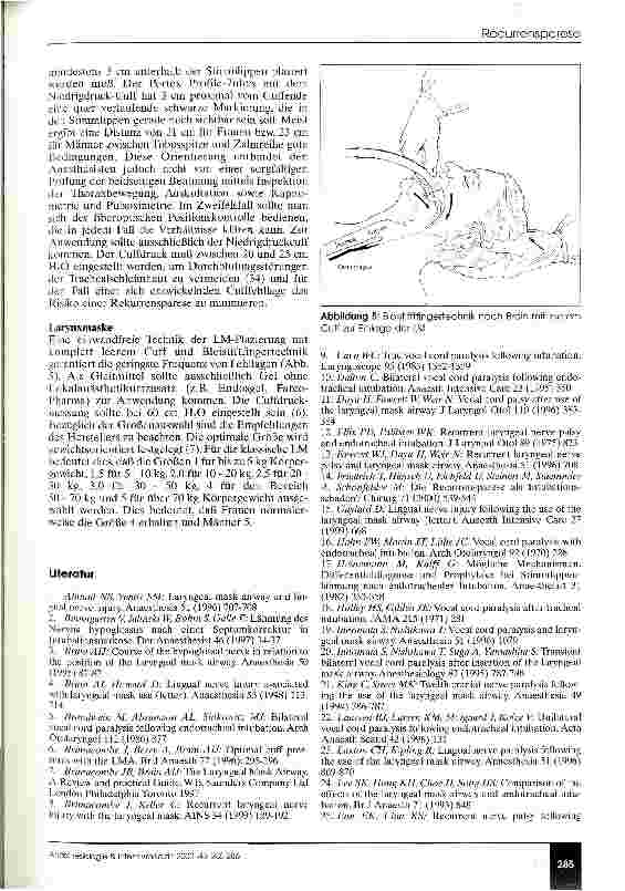 Vorschauseite 4: Sind bei den gängigen elektiven Methoden der Atemwegsfreihaltung Nervenläsionen möglich?