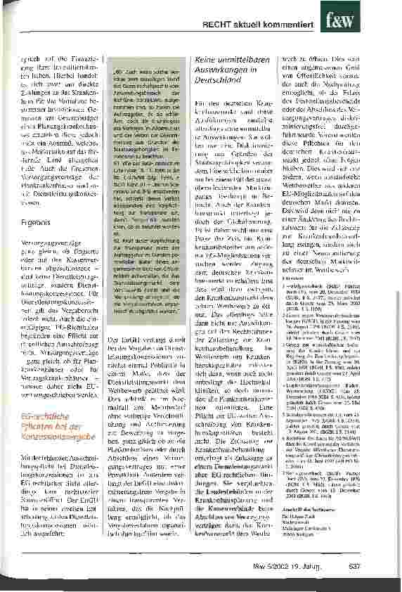 Vorschauseite 4: Ausschreibungspflicht der Zulassung zur Krankenhausbehandlung?
