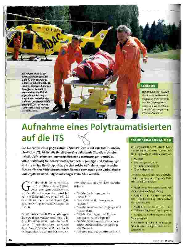 Vorschauseite 1: Aufnahme eines Polytraumatisierten auf die ITS