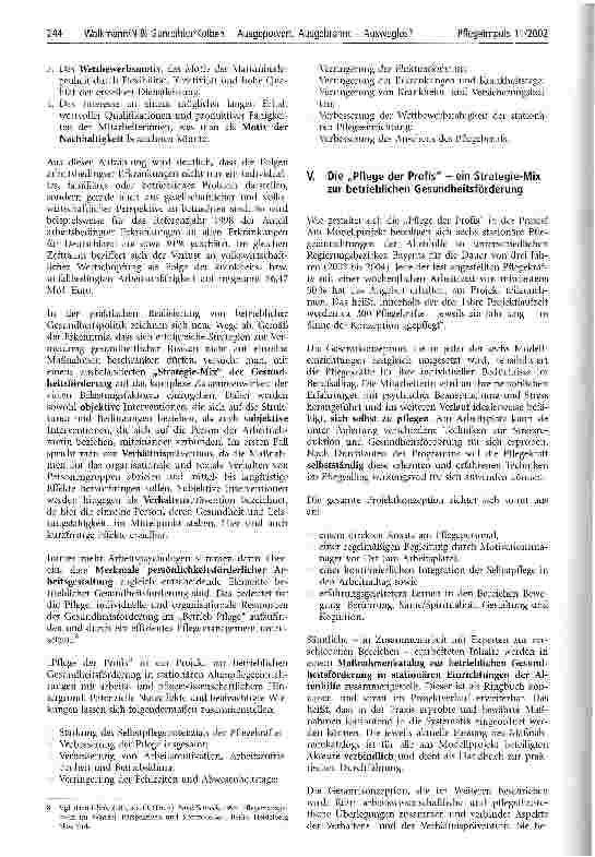Vorschauseite 3: Ausgepowert, Ausgebrannt - Ausweglos? Pflege der Profis - Ein Modellprojekt zur betrieblichen Gesundheitsförderung in stationären Pflegeeinrichtungen der Altenhilfe