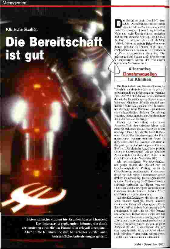 Vorschauseite 1: Klinische Studien: Die Bereitschaft ist gut