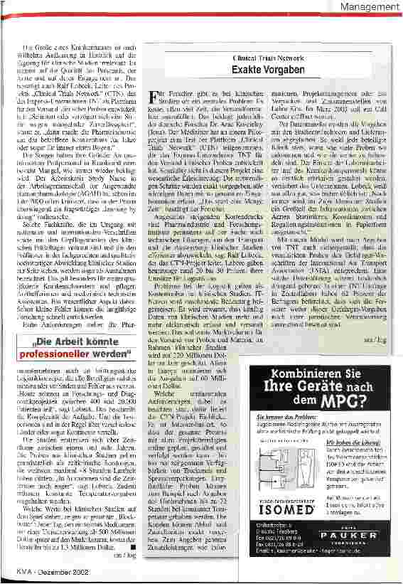 Vorschauseite 2: Klinische Studien: Die Bereitschaft ist gut