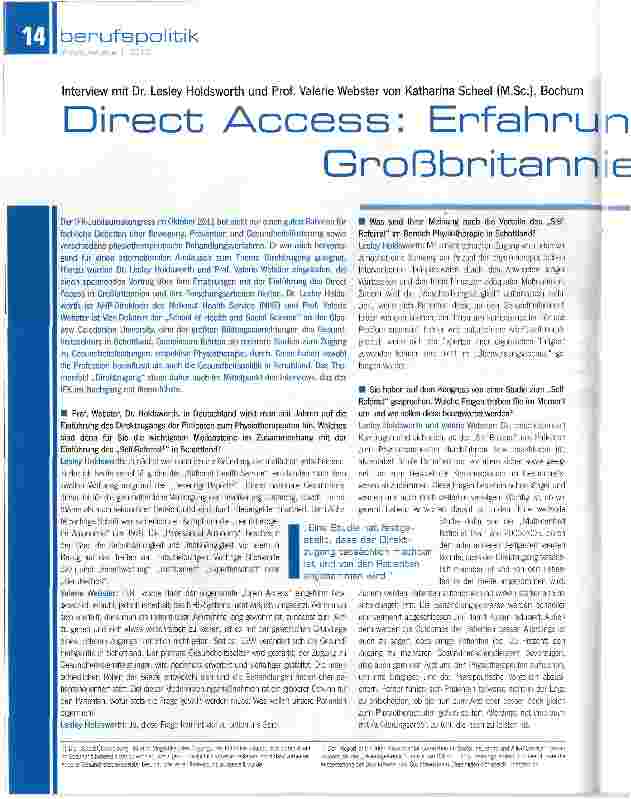Vorschauseite 1: Direct Accsee: Erfahrungen aus Großbritannien und Europa