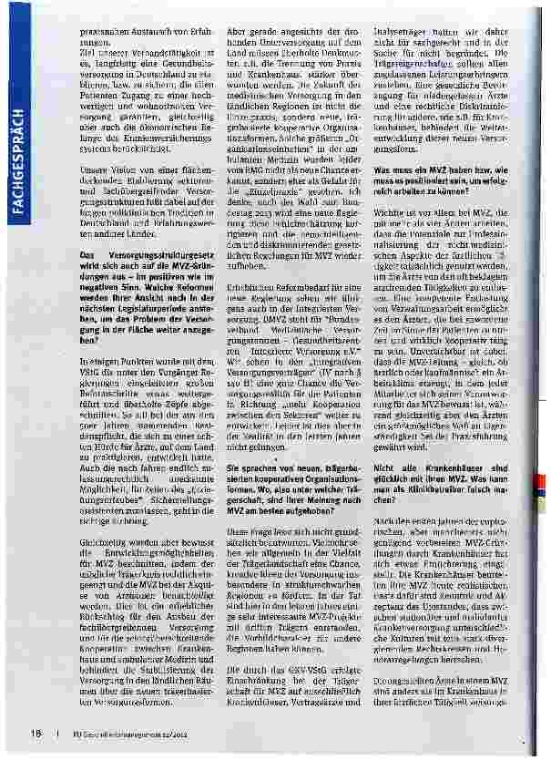 Vorschauseite 2: Das MVZ - Modell für die Zukunft? Können Medizinische Versorgungszentren die ambulante Versorgung