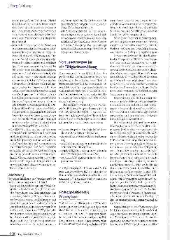 Vorschauseite 4: Prävention der nosokomialen Übertragung von humanem Immunschwächevirus (HIV) durch HIV-positive Mitarbeiterinnen und Mitarbeiter im Gesundheitswesen