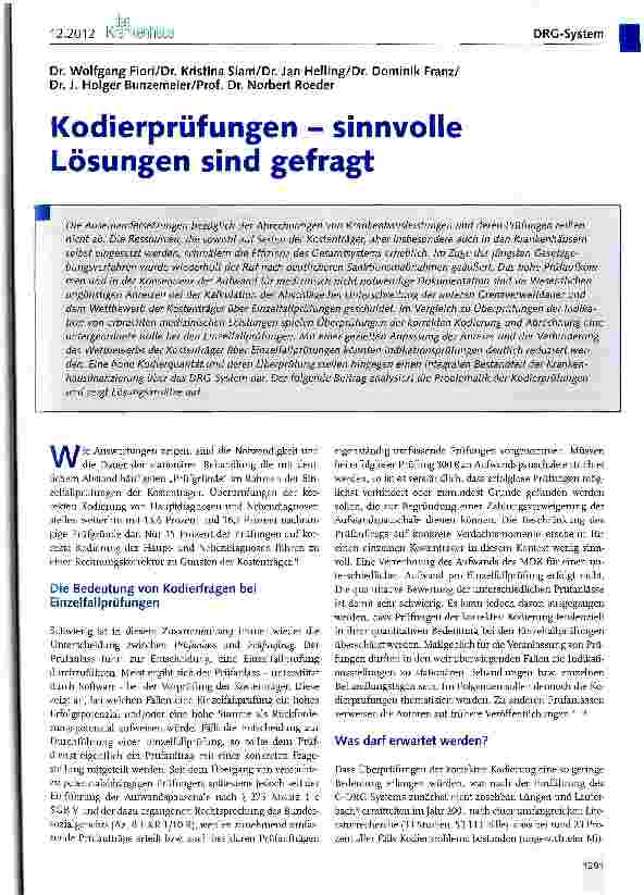 Vorschauseite 1: Kodierprüfungen - sinnvolle Lösungen sind gefragt