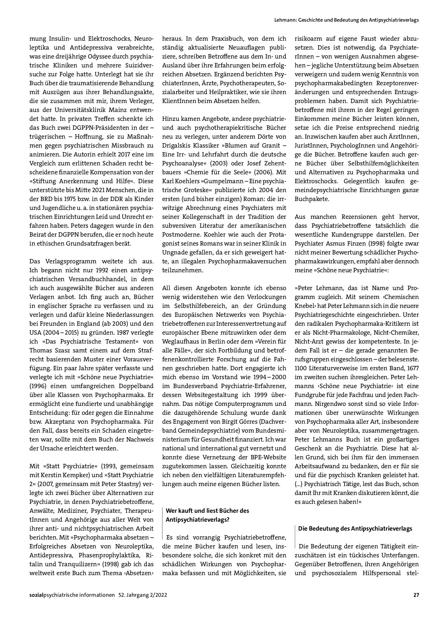 Vorschauseite 3: Geschichte und Bedeutung des Antipsychiatrieverlags