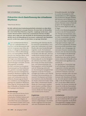 Vorschauseite 1: Prävention durch Beeinflussung des zirkadianen Rhythmus