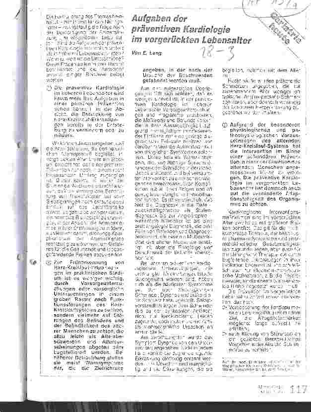 Vorschauseite 1: Aufgaben der präventiven Kardiologie im vorgerückten Lebensalter