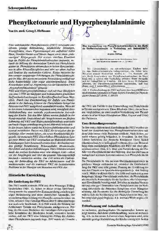 Vorschauseite 1: Phenylketonurie und Hyperphenylalaninämie