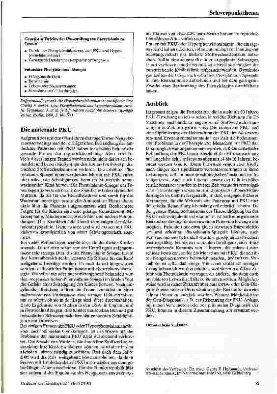 Vorschauseite 4: Phenylketonurie und Hyperphenylalaninämie