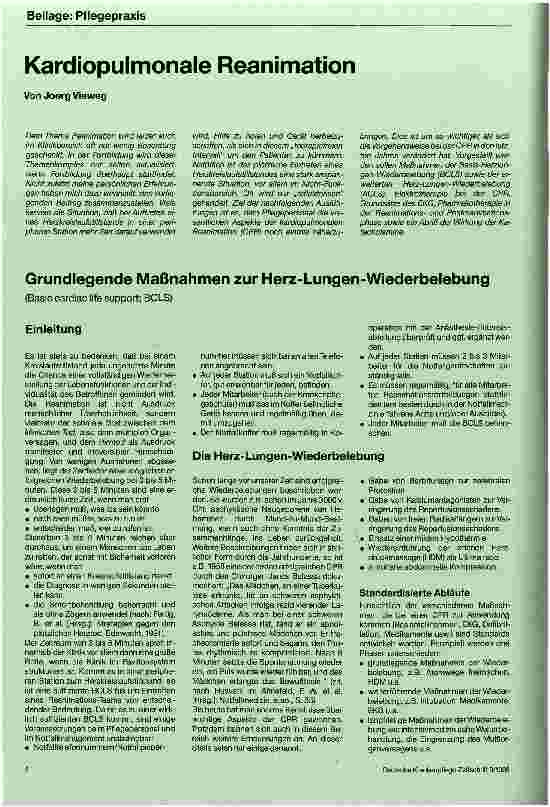 Vorschauseite 1: Kardiopulmonale Reanimation Grundlegende(1)+erweiterte(2) Maßnahmen zur Herz-Lungen-Wiederbelebung