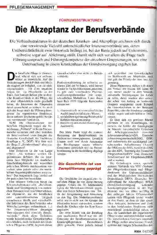Vorschauseite 1: Führungsstrukturen: Die Akzeptanz der Berufsverbände