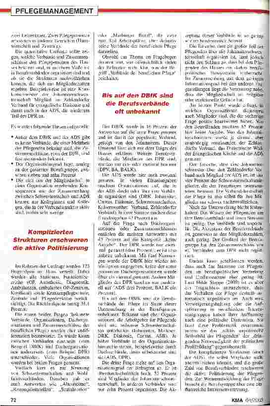 Vorschauseite 3: Führungsstrukturen: Die Akzeptanz der Berufsverbände