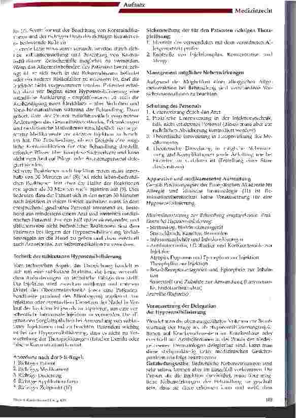 Vorschauseite 4: Zur Frage der Delegationsfähigkeit von Hyposensibilisierungsinjektionen auf nichtärztliches Personal
