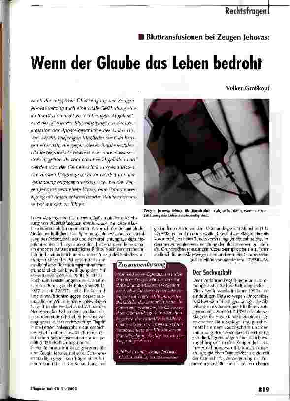 Vorschauseite 1: Wenn der Glaube das Leben bedroht