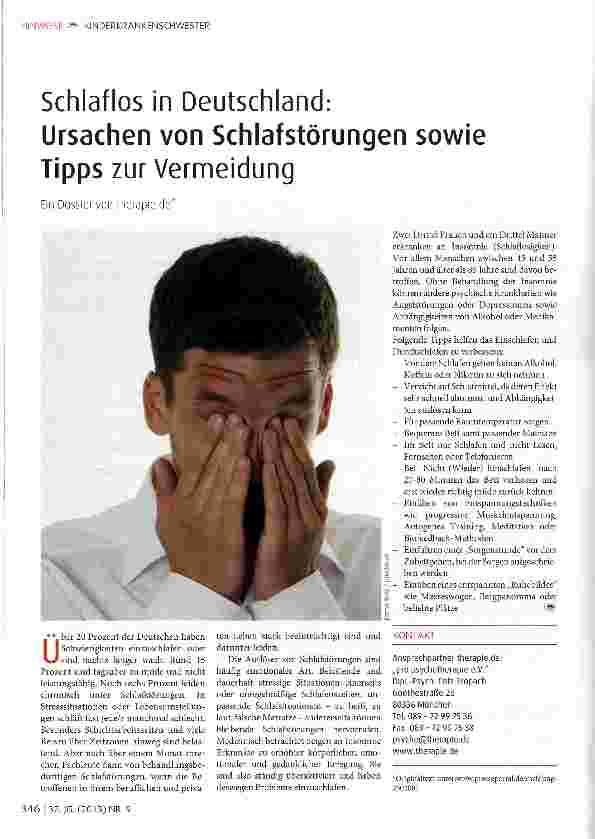 Vorschauseite 1: Schlaflos in Deutschland: Ursachen von Schlafstörungen sowie Tipps zur Vermeidung