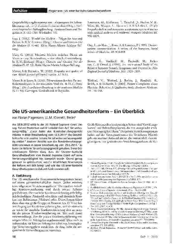 Vorschauseite 1: Die US-amerikanische Gesundheitsreform - Ein Überblick