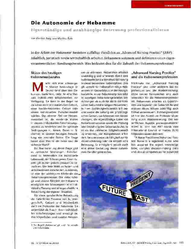 Vorschauseite 1: Die Autonomie der Hebamme
