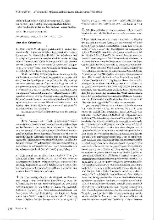 Vorschauseite 2: Anspruch eines Mitglieds des Personalrats auf Auswahl zur Freistellung