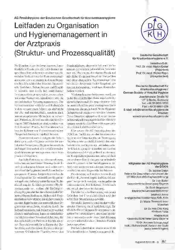 Vorschauseite 1: Leitfaden zu Organisation und Hygienemanagement in der Arztpraxis (Strukturund Prozessqualität)
