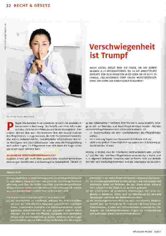 Vorschauseite 1: Verschwiegenheit ist Trumpf