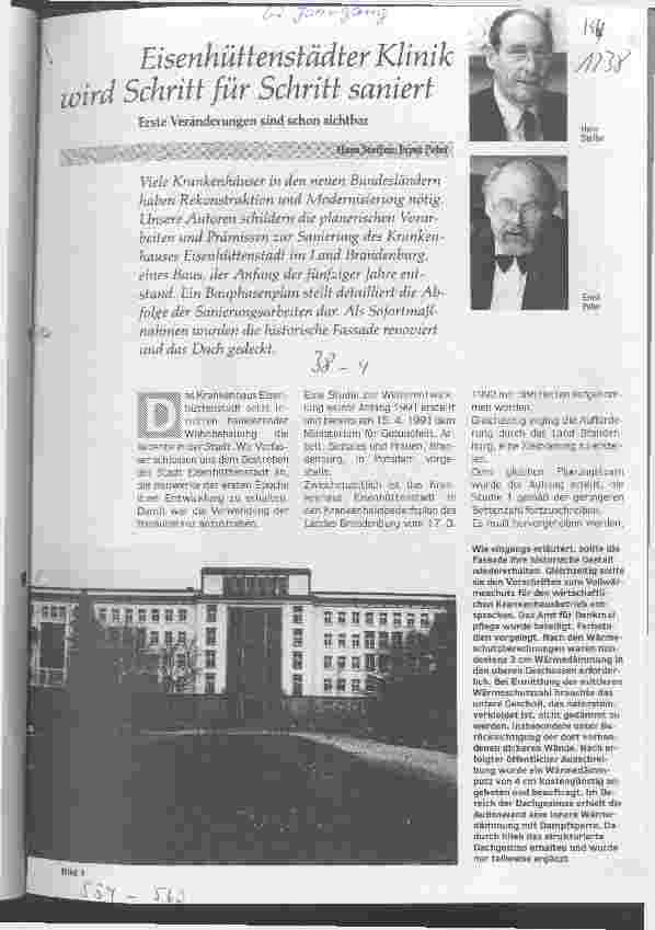 Vorschauseite 1: Eisenhüttenstädter Klinik wird Schritt für Schritt saniert Erste Veränderungen sind schon sichtbar