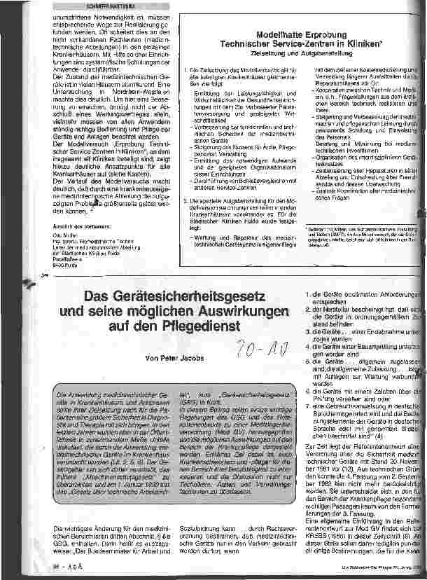 Vorschauseite 1: Das Gerätesicherheitsgesetz und seine möglichen Auswirkungen auf den Pflegedienst
