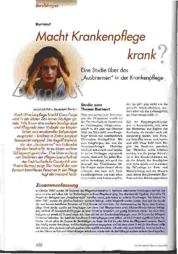 Vorschauseite 1: Macht Krankenpflege krank? Eine Studie über das Ausbrennen in der Krankenpflege