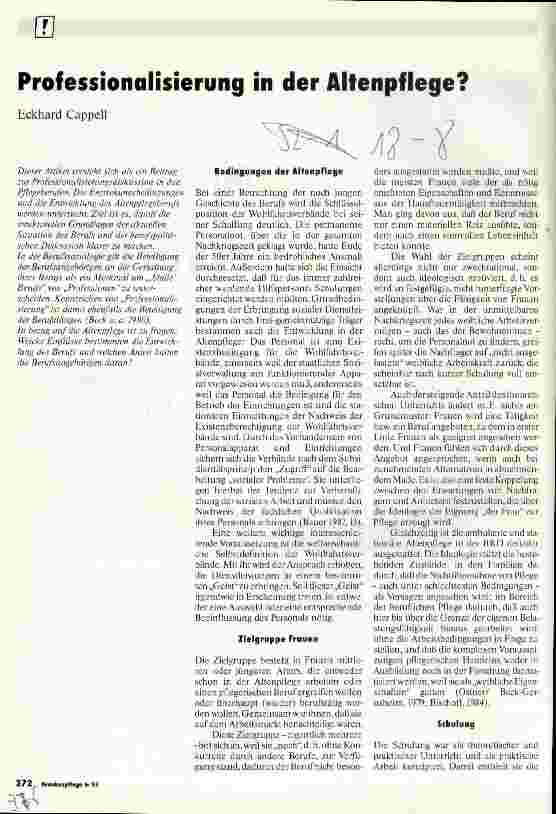 Vorschauseite 1: Professionalisierung in der Altenpflege?