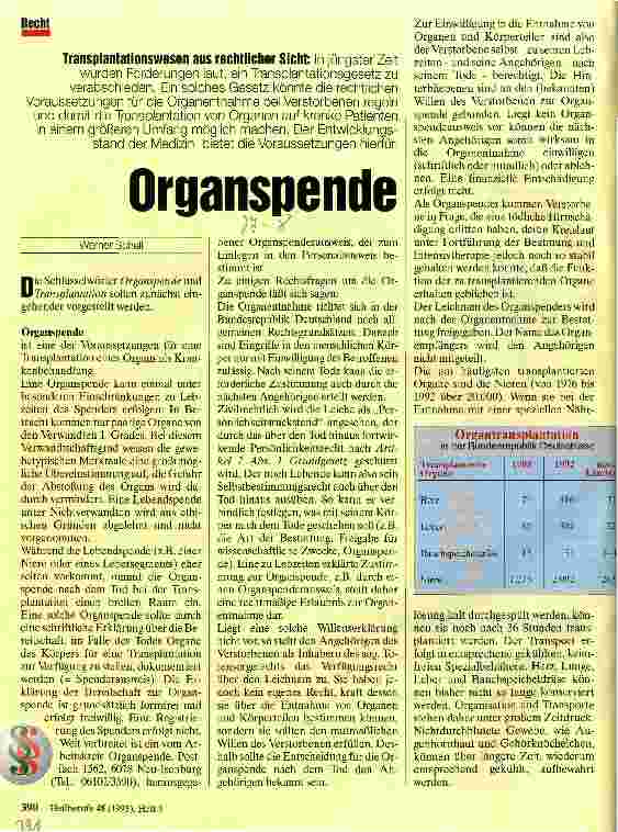 Vorschauseite 1: Organspende Transplantationswesen aus rechtlicher Sicht