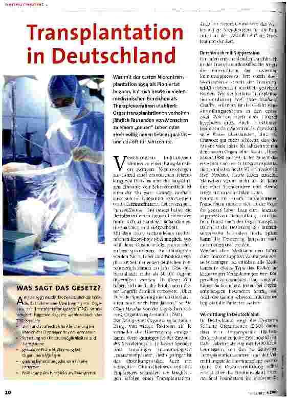 Vorschauseite 1: Transplantation in Deutschland