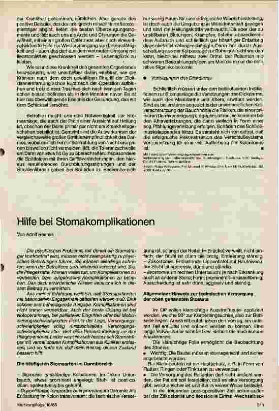 Vorschauseite 1: Hilfe bei Stomakomplikationen