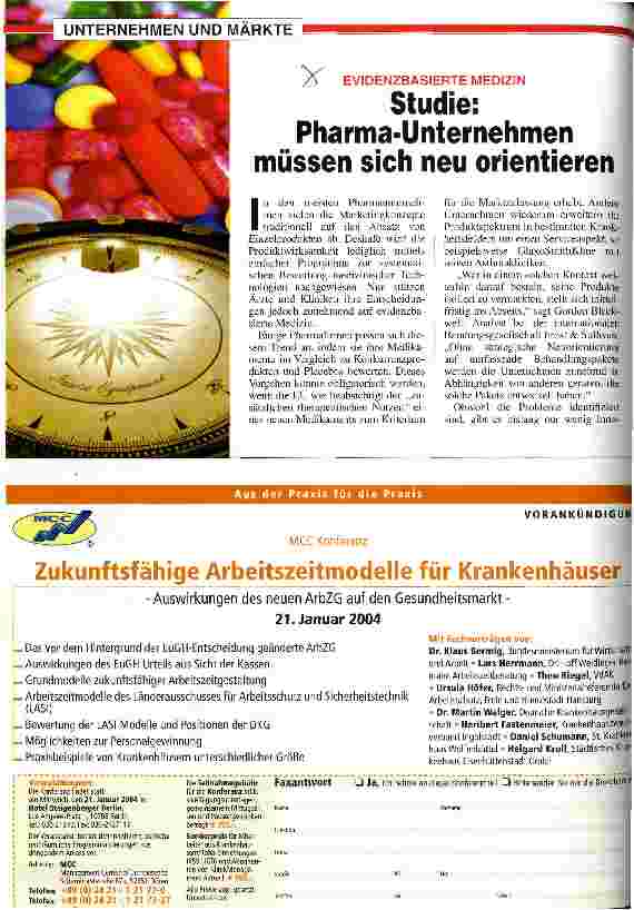 Vorschauseite 1: Studie: Pharma-Unternehmen müssen sich neu orientieren Evidenzbasierte Medizin