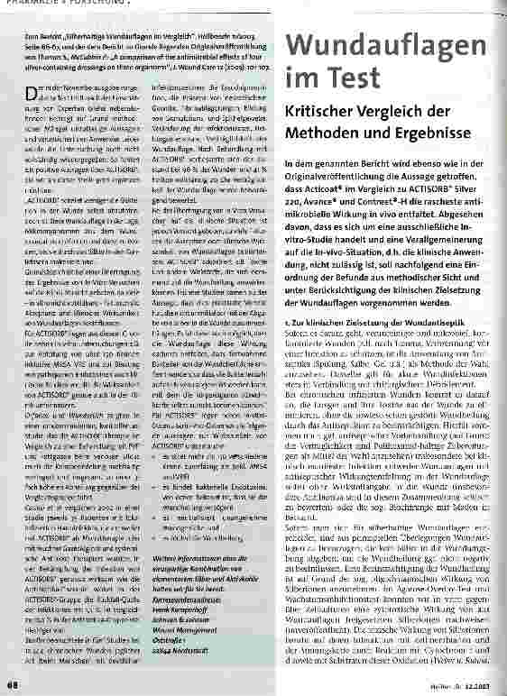 Vorschauseite 1: Wundauflagen im Test