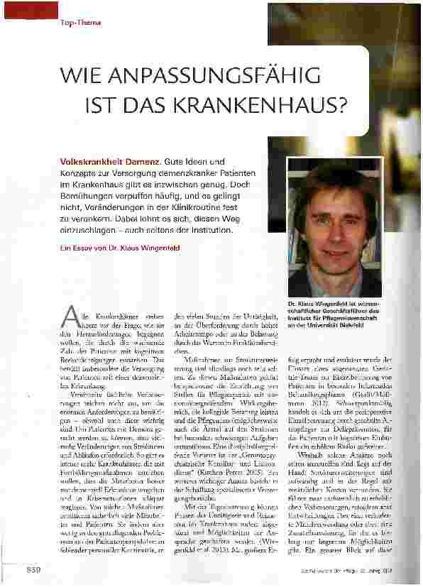 Vorschauseite 1: WIE ANPASSUNGSFÄHIG IST DAS KRANKENHAUS?