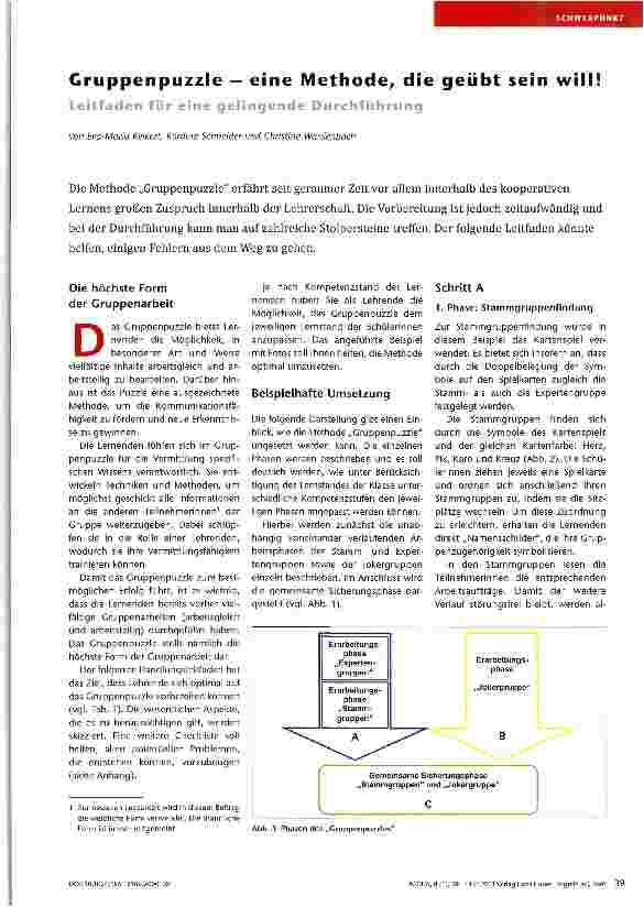 Vorschauseite 1: Gruppenpuzzle — eine Methode, die geübt sein will!