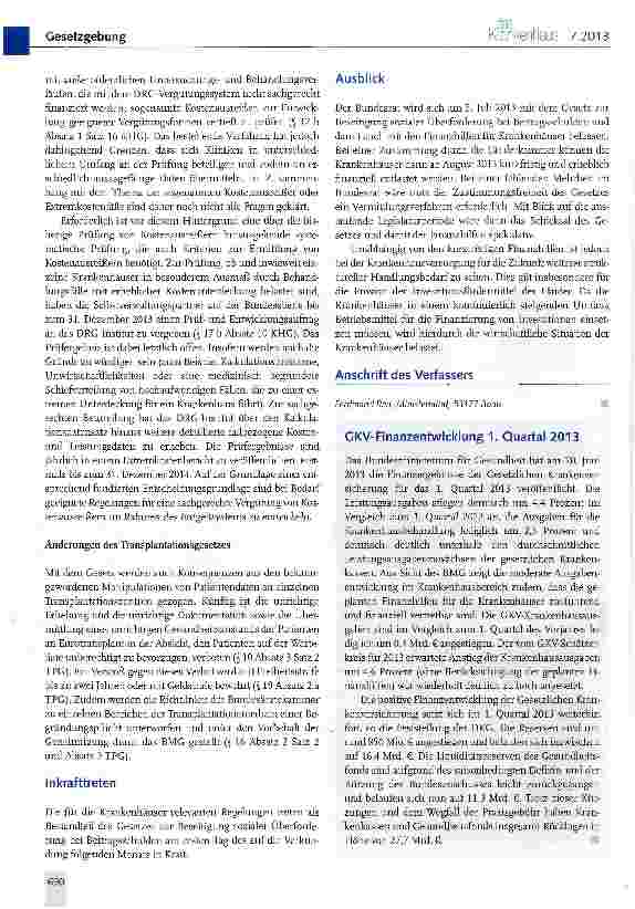 Vorschauseite 5: Kurzfristige Finanzhilfen für Krankenhäuser