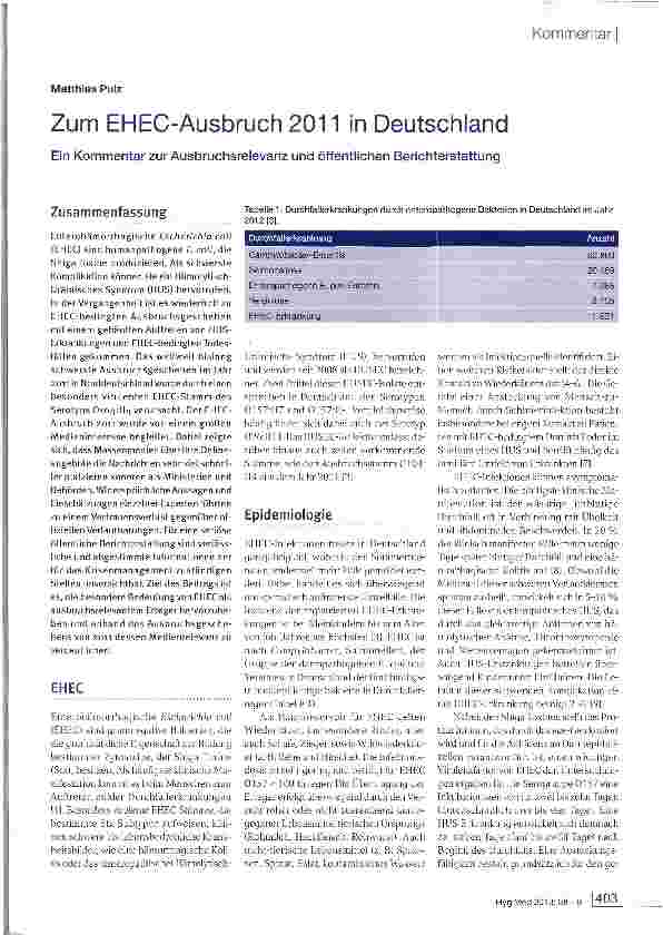 Vorschauseite 1: Zum EHEC-Ausbruch 2011 in Deutschland