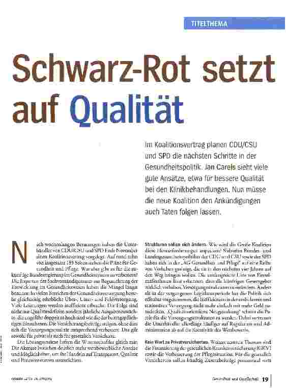 Vorschauseite 1: Schwarz-Rot setzt auf Qualität