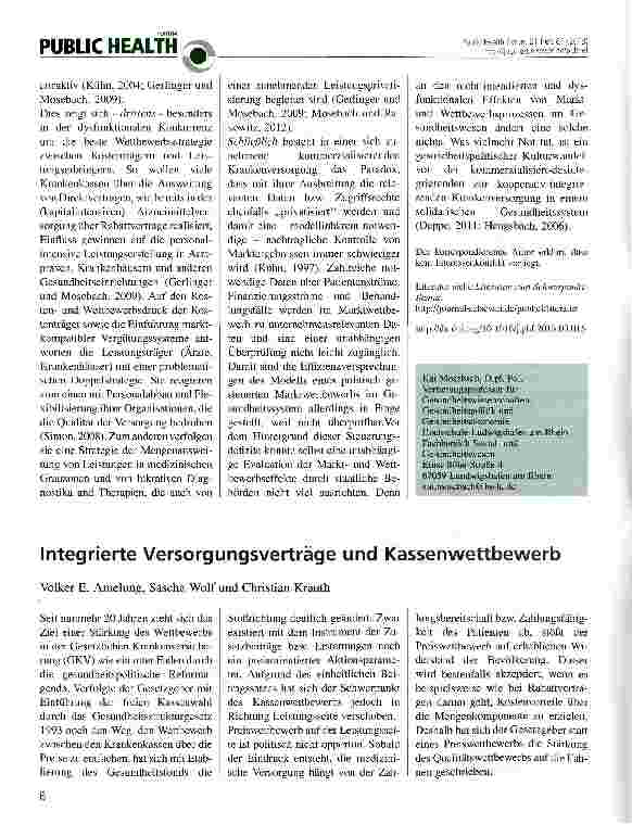 Vorschauseite 1: Integrierte Versorgungsverträge und Kassenwettbewerb