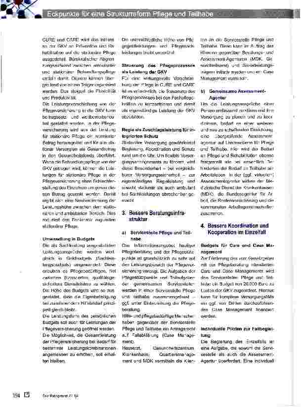 Vorschauseite 3: Eckpunkte für eine Strukturreform PFLEGE und TEILHABE