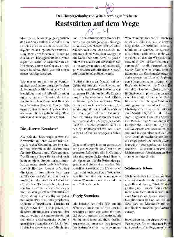 Vorschauseite 1: Rastplätze auf dem Wege Der Hospizgedanke von seinen Anfängen bis heute