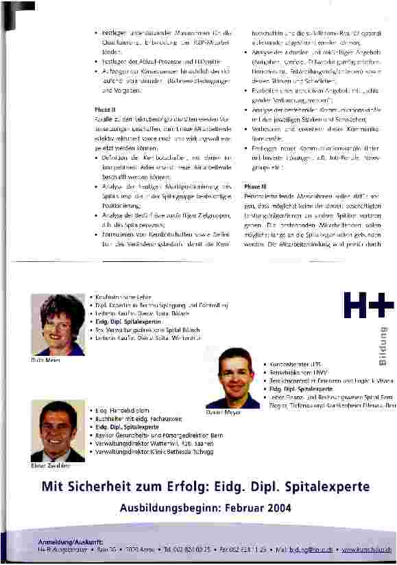 Vorschauseite 3: Aufbau eines Kompetenz-Zentrums Personal im Spital