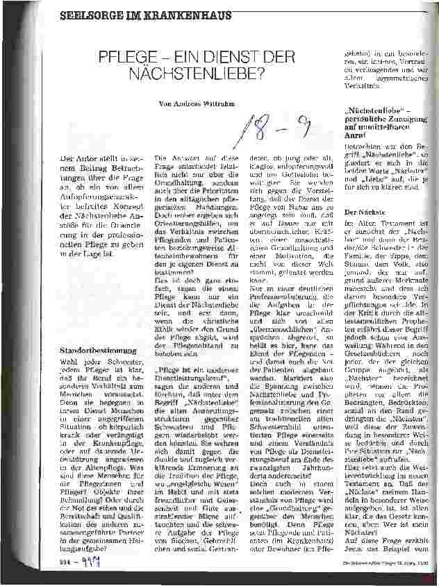 Vorschauseite 1: Pflege - ein Dienst der Nächstenliebe?