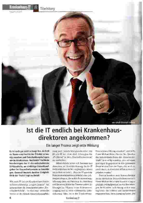 Vorschauseite 1: Ist die IT endlich bei Krankenhausdirektoren angekommen?