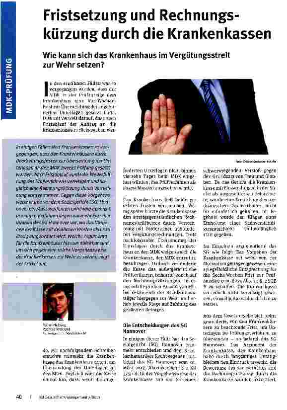 Vorschauseite 1: Fristsetzung und Rechnungskürzung durch die Krankenkassen
