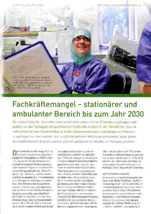 Vorschauseite 1: Fachkräftemangel - stationärer und ambulanter Bereich bis zum Jahr 2030