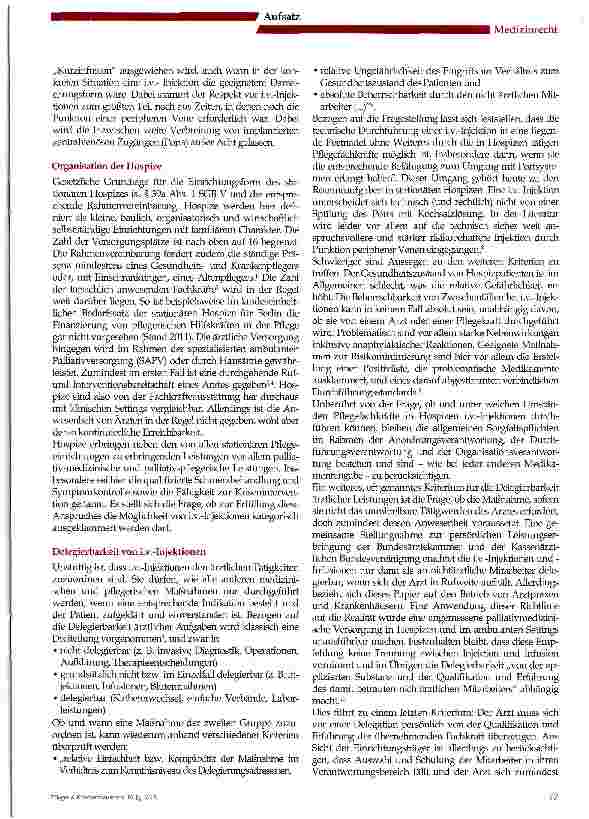 Vorschauseite 2: i.v.-lnjektionen durch Pflegekräfte in stationären Hospizen